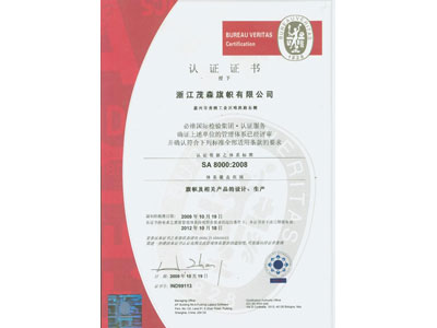 SA8000：2008认证证书